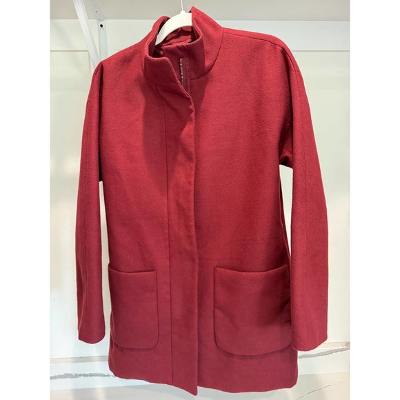 Old Navy Two-Pocket Full Zip Pea Coat‎ Merlot Size Medium - Picture 2 of 7